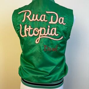 Vintage Y2K Diesel Green Satin Vest – Embroidered Back